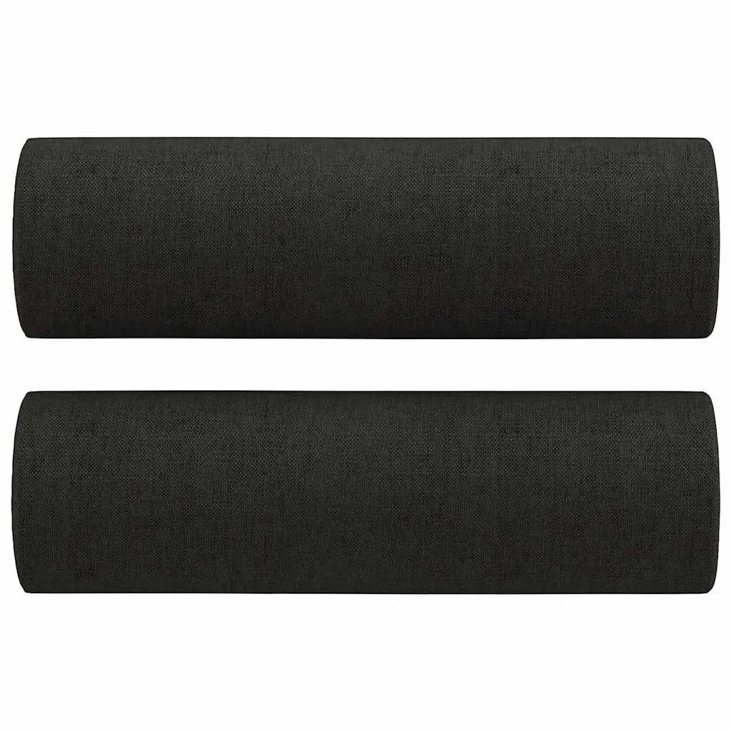 2-Seater Sofa Black 120cm Modern Design Lounge with Throw Pillows Fabric Settee