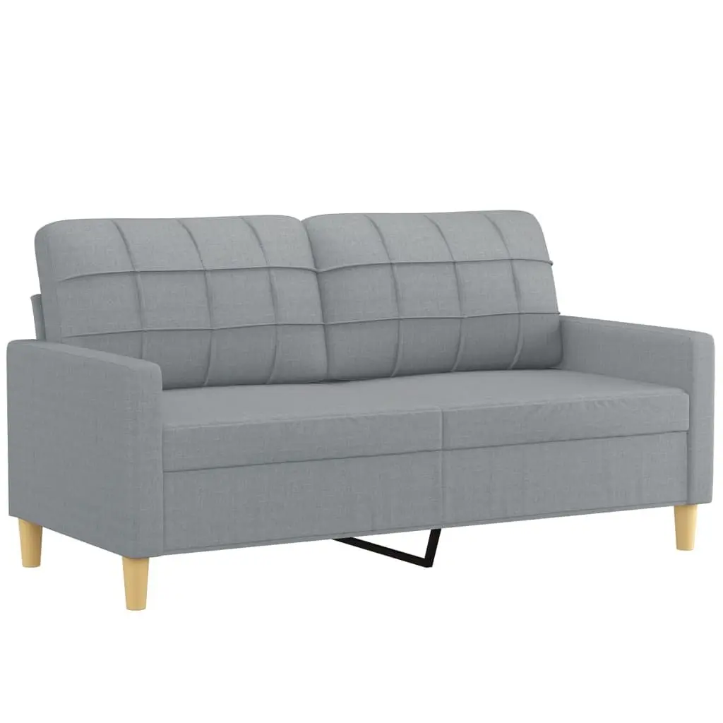 2-Seater Sofa Light Grey Fabric Modern Living Room Lounge Couch with Pillows