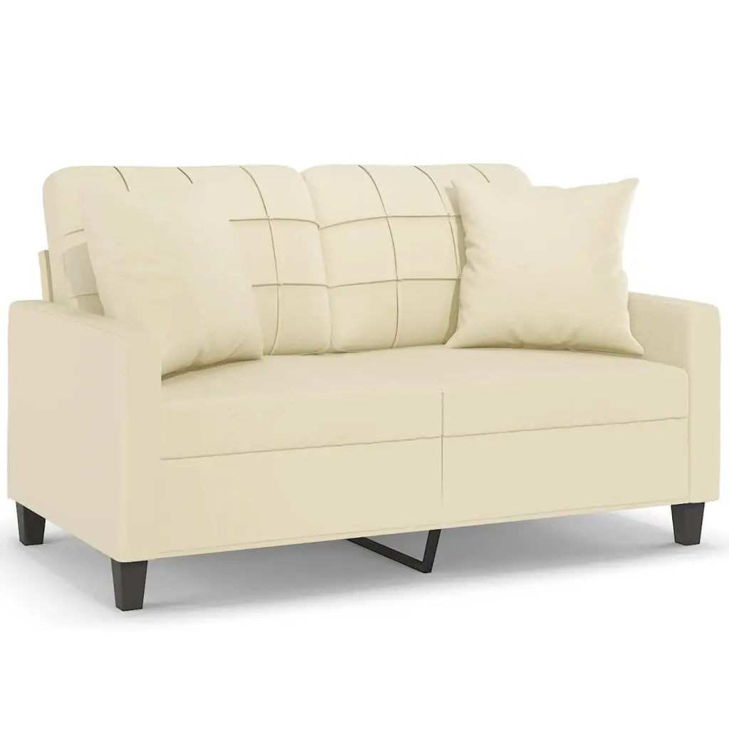 Cream Faux Leather 2-Seater Sofa