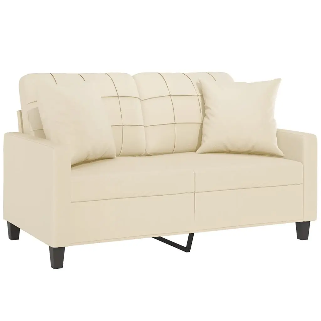 Cream Faux Leather 2-Seater Sofa