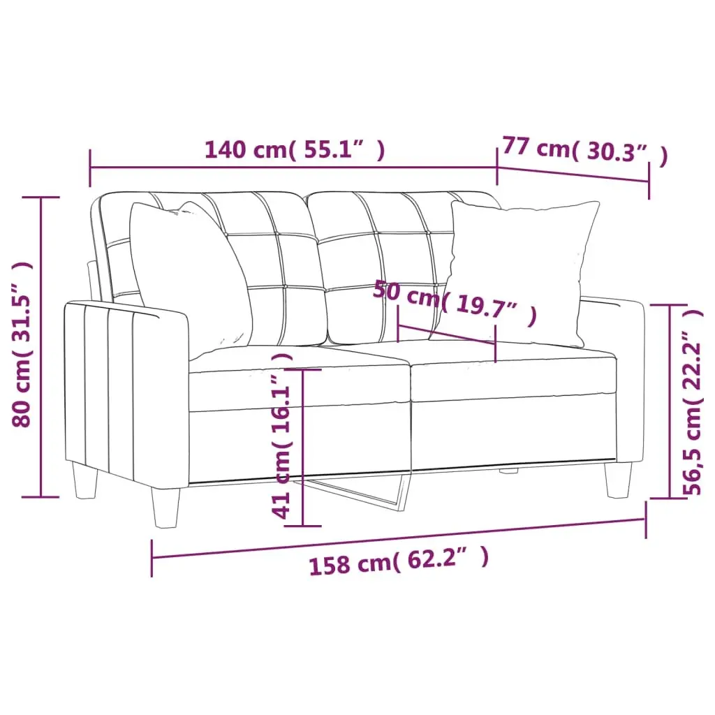2-Seater Sofa for Lounge Brown Faux Leather 140cm