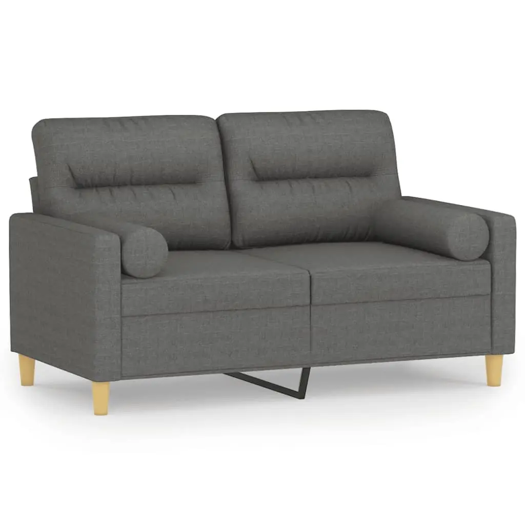 2-Seater Sofa for Living Room Grey Fabric 120cm Couch with Cushions