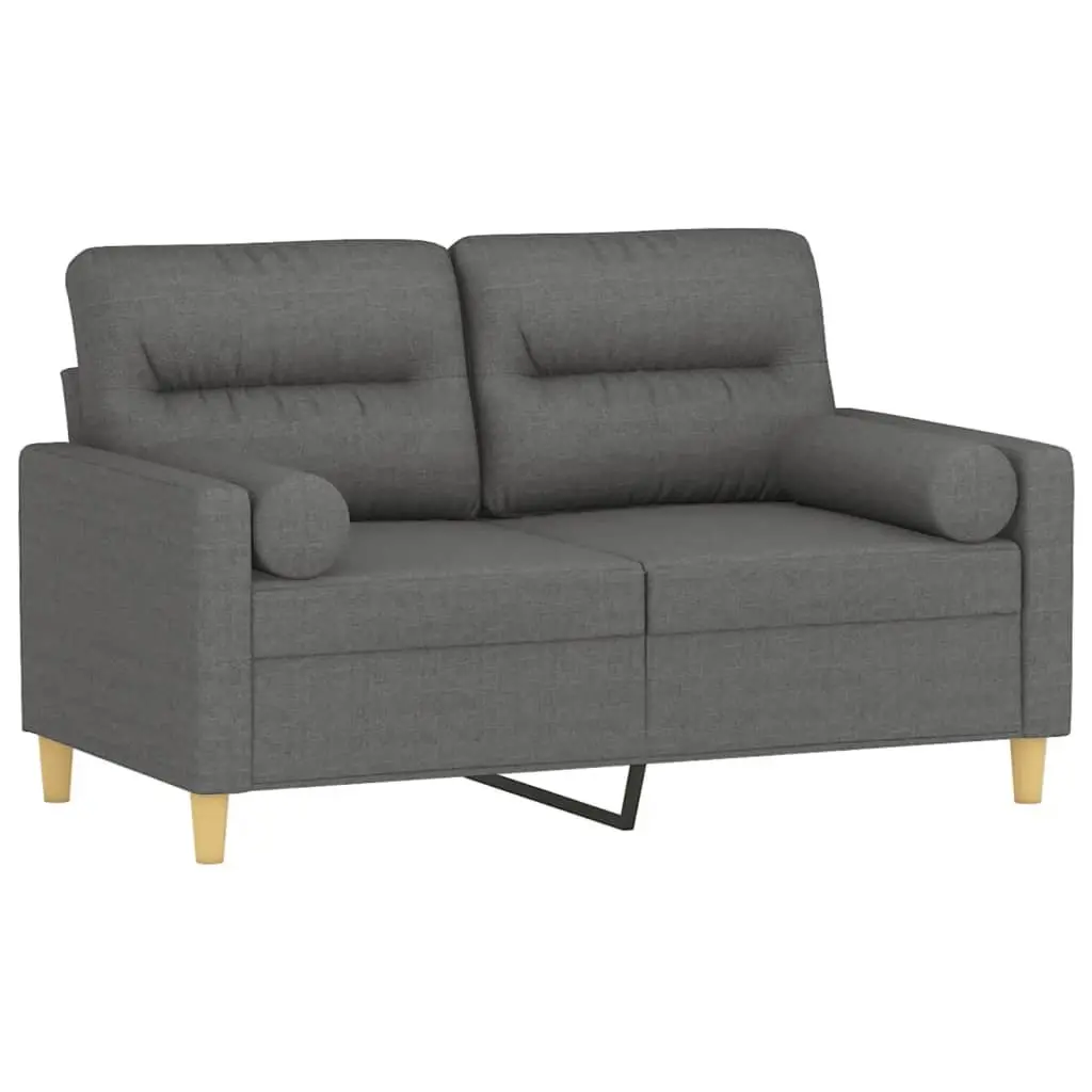 2-Seater Sofa for Living Room Grey Fabric 120cm Couch with Cushions