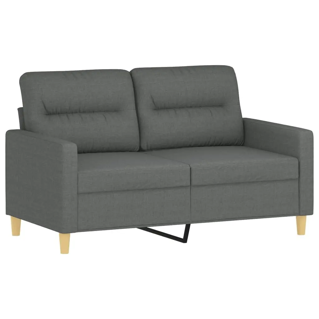 2-Seater Sofa for Living Room Grey Fabric 120cm Couch with Cushions