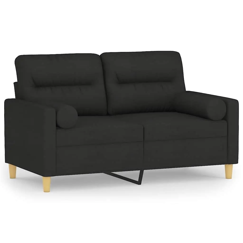 2-Seater Sofa Black Fabric Lounge Couch 120cm