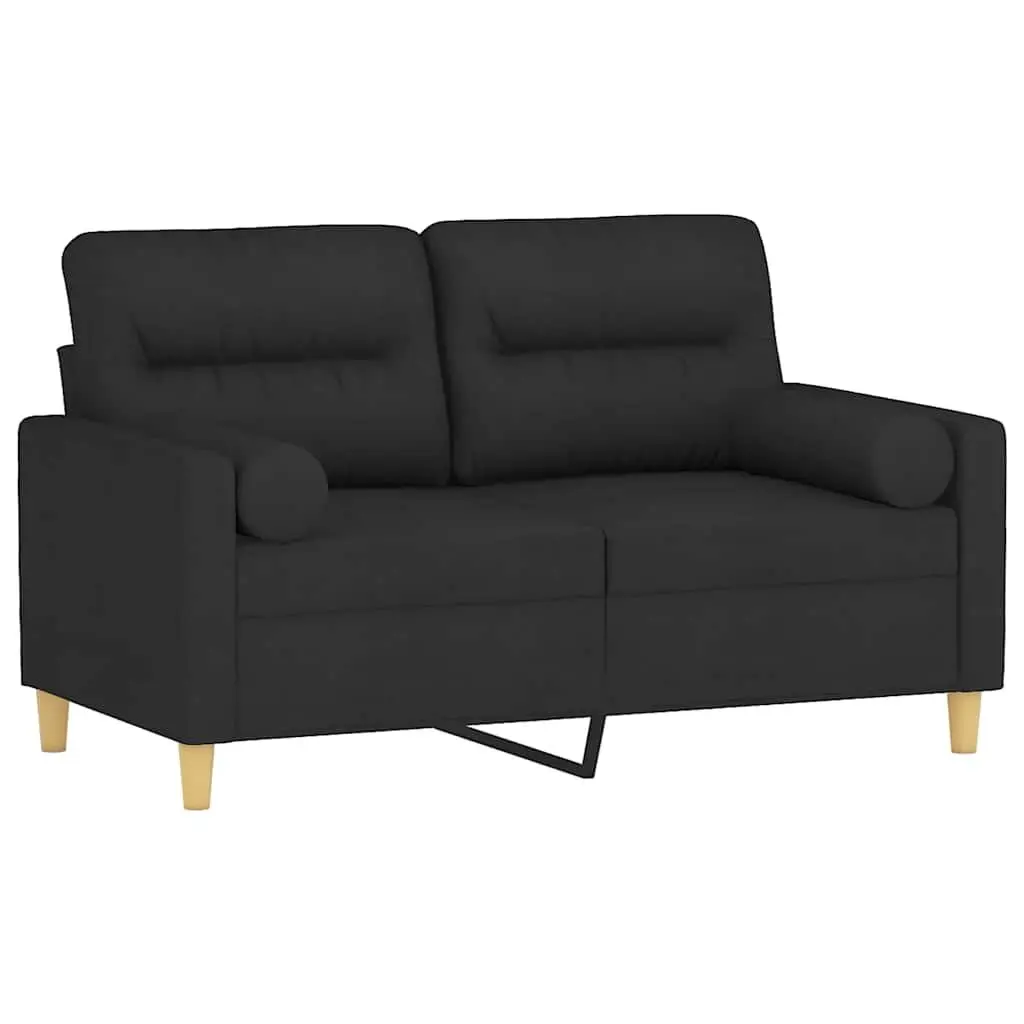 2-Seater Sofa Black Fabric Lounge Couch 120cm