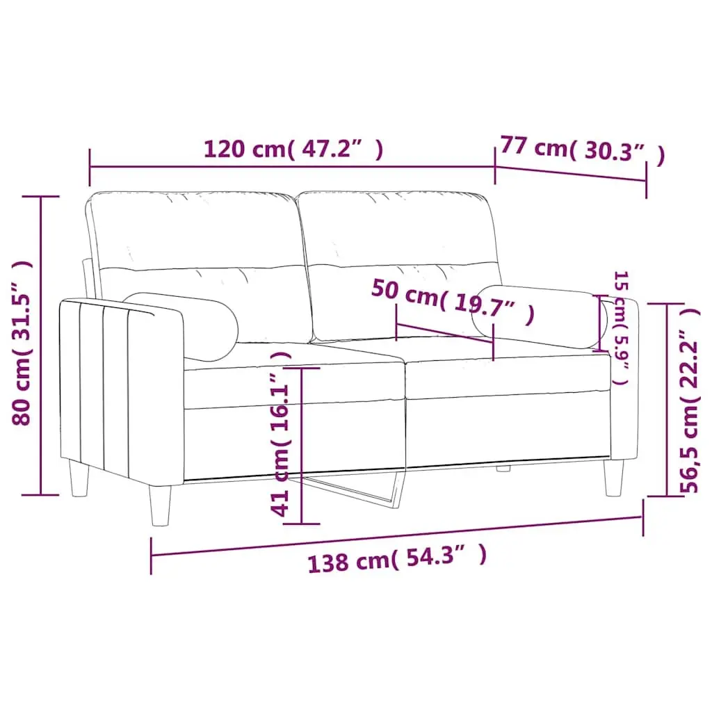 2-Seater Sofa Black Fabric Lounge Couch 120cm