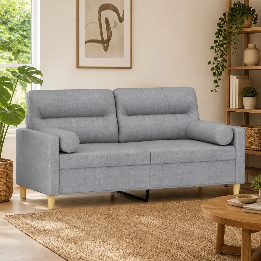 Grey Fabric 2-Seater Lounge Sofa 140cm