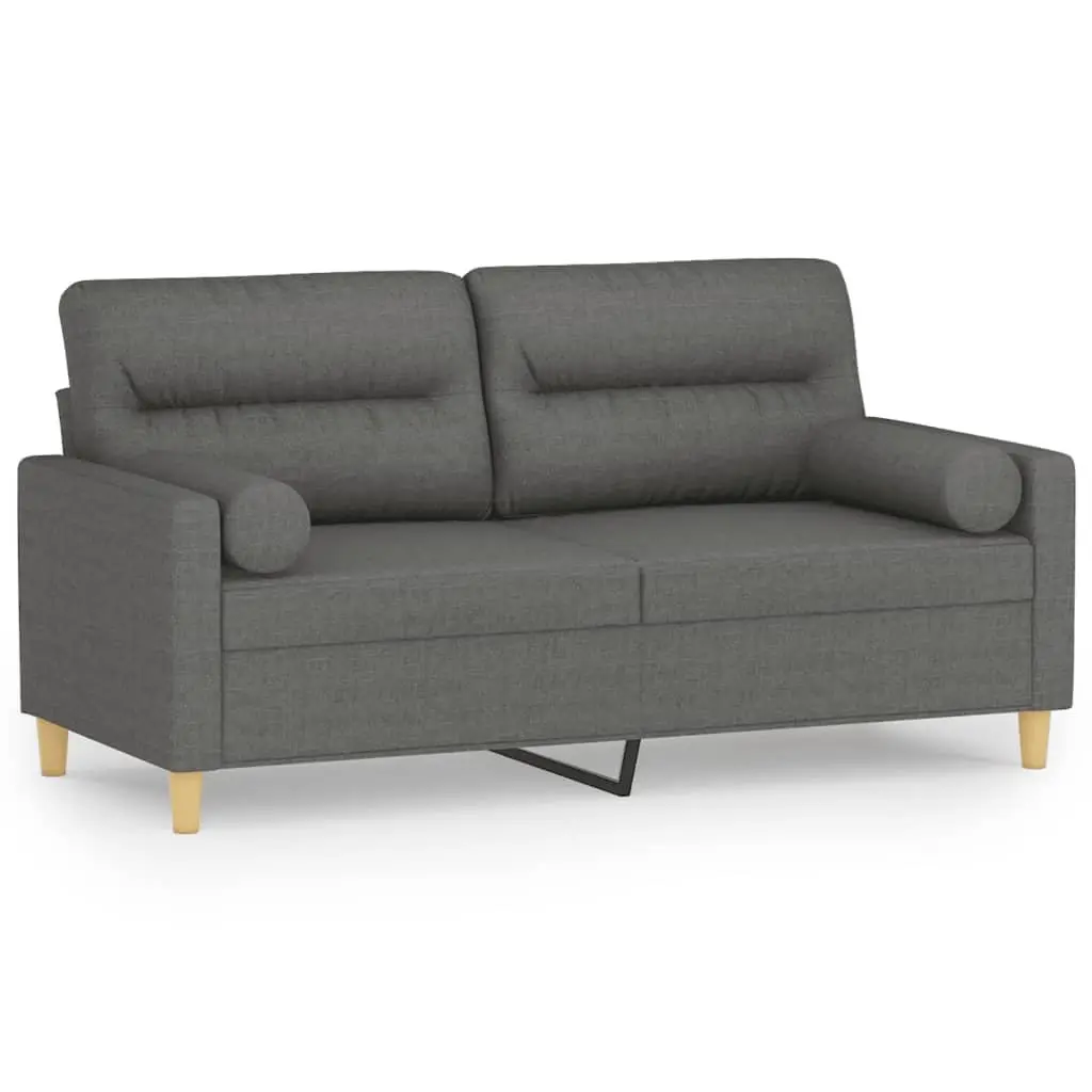 Grey Fabric 2-Seater Sofa Modern Lounge 140cm with Cushions