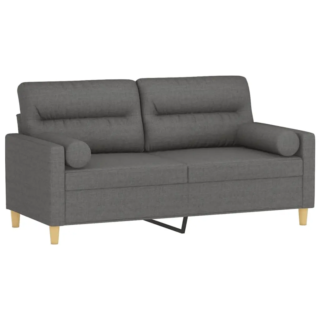 Grey Fabric 2-Seater Sofa Modern Lounge 140cm with Cushions