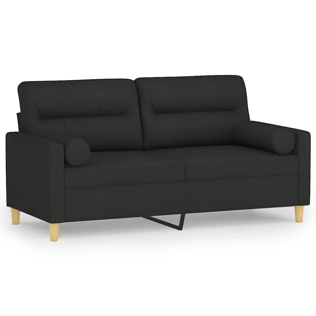 2-Seater Sofa Black 140cm Modern Lounge Fabric Couch