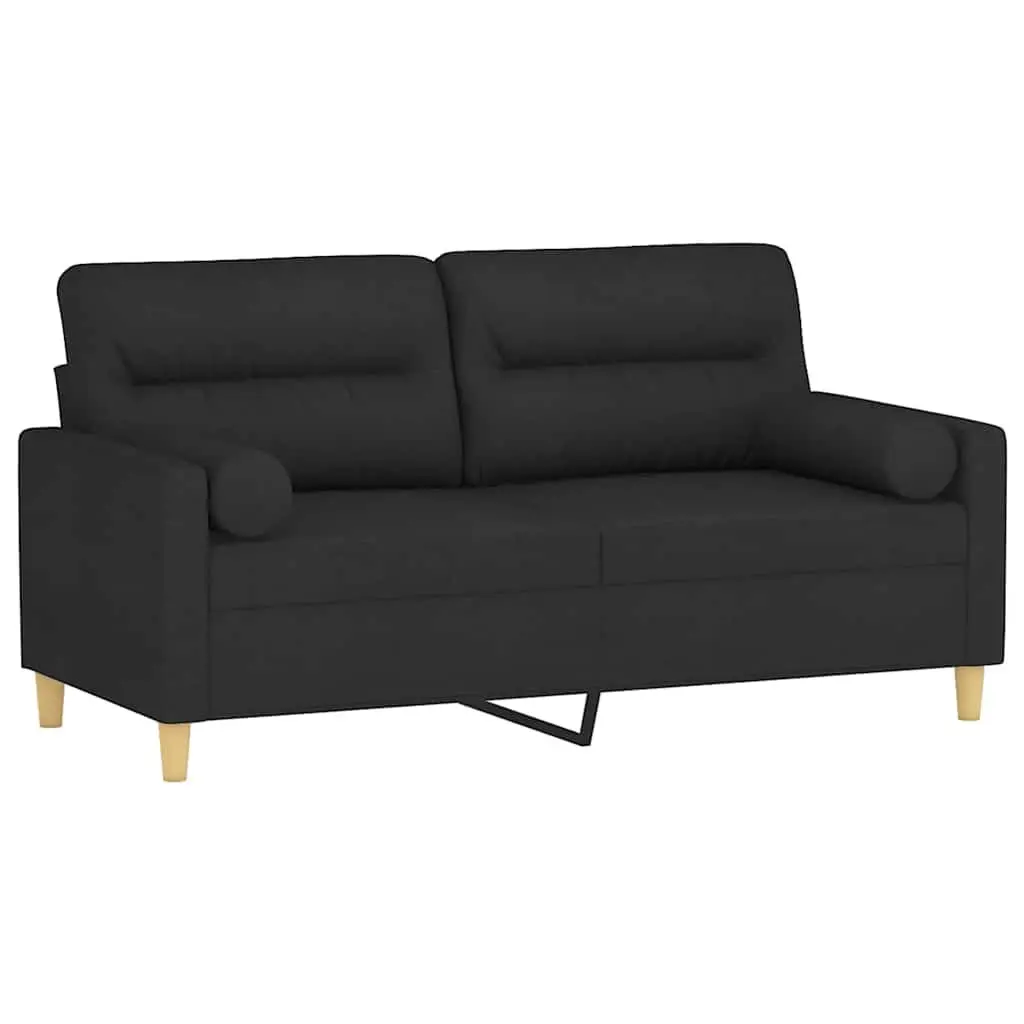 2-Seater Sofa Black 140cm Modern Lounge Fabric Couch