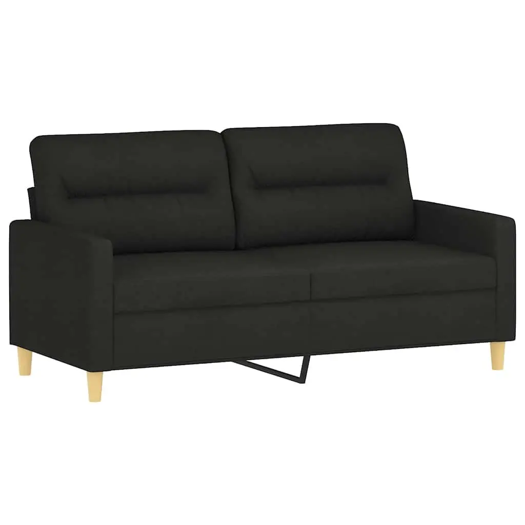 2-Seater Sofa Black 140cm Modern Lounge Fabric Couch
