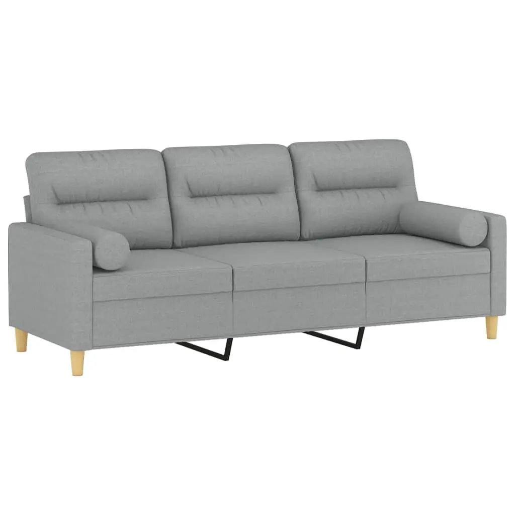 3-Seater Sofa Living Room Light Grey 180cm Modern Fabric Couch