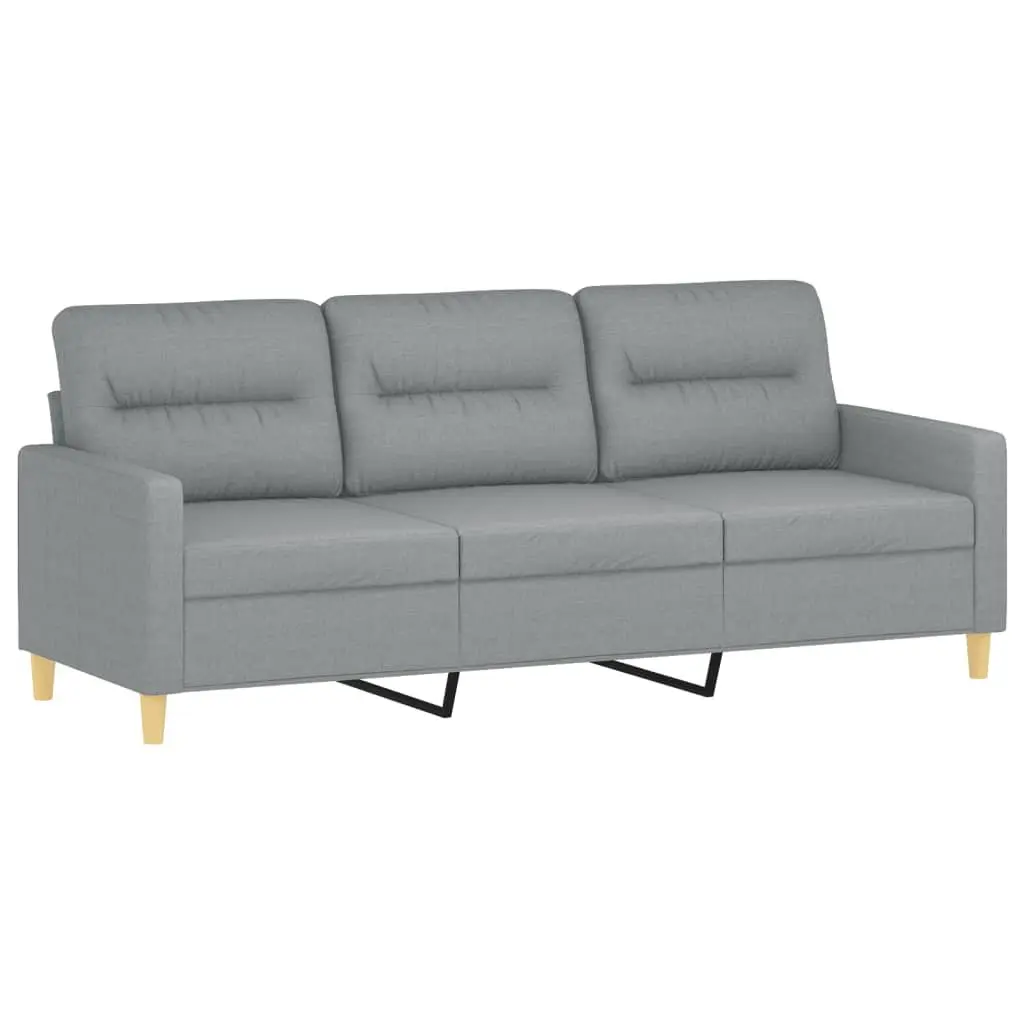 3-Seater Sofa Living Room Light Grey 180cm Modern Fabric Couch