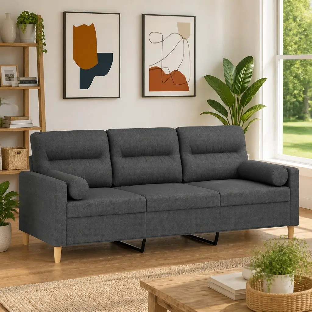 3-Seater Sofa Dark Grey 180cm