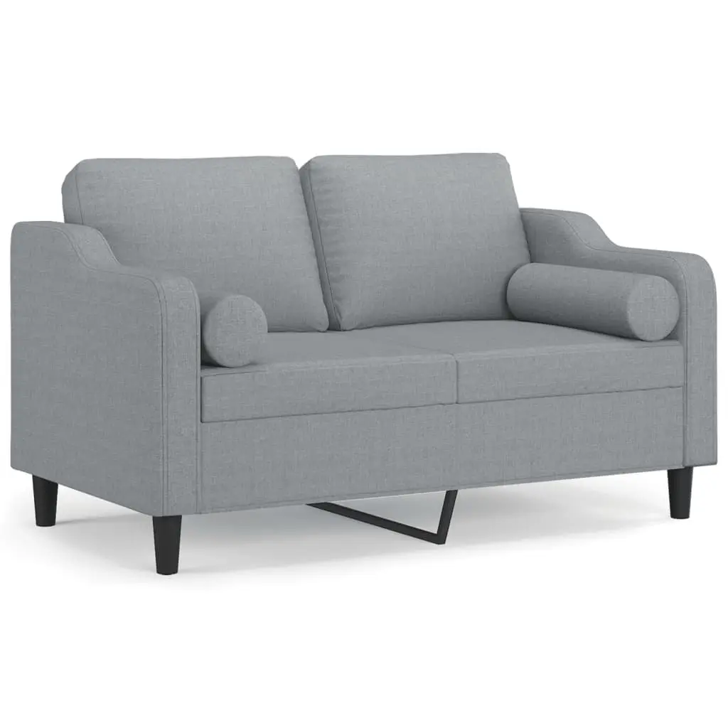 Grey 2-Seater Sofa with Throw Pillows