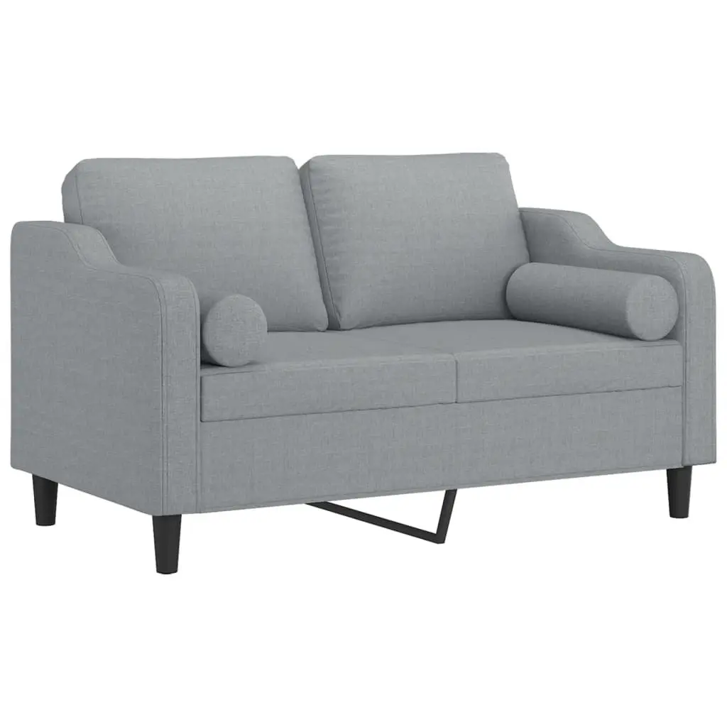 Grey 2-Seater Sofa with Throw Pillows