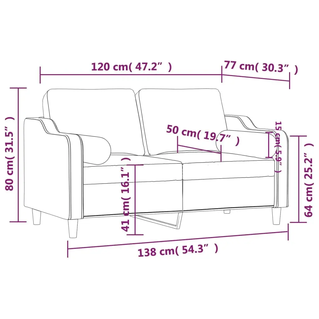 Grey 2-Seater Sofa with Throw Pillows