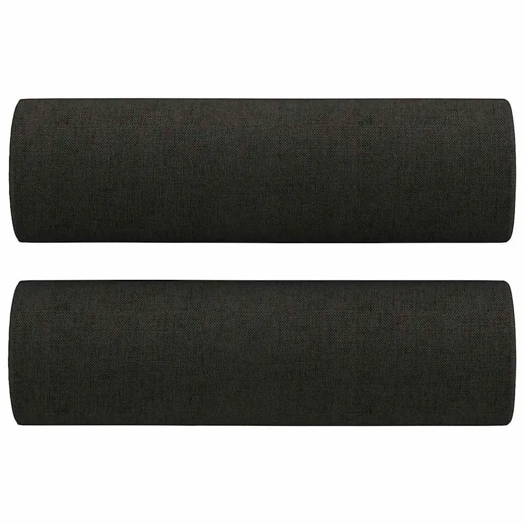 2-Seater Sofa Black 120cm Modern Design Fabric Lounge with Throw Pillows