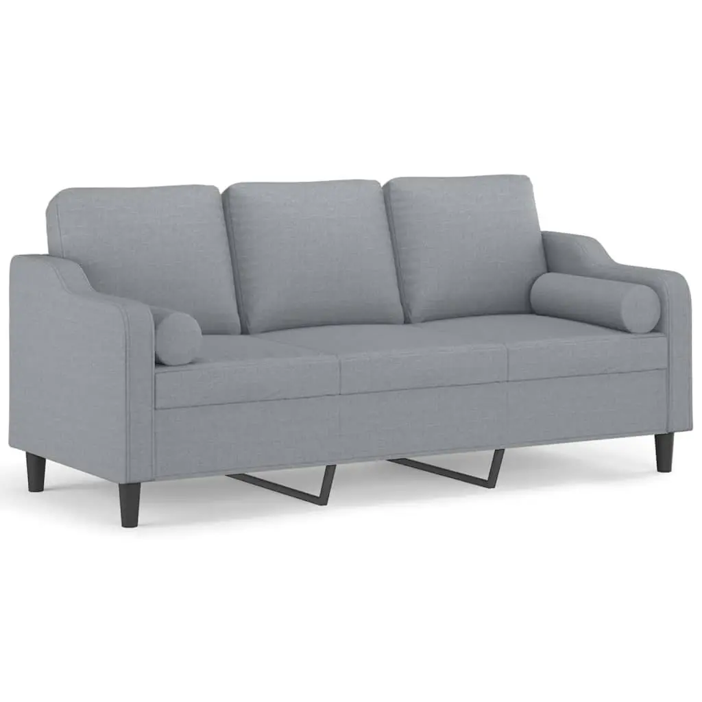 Light Grey 3-Seater Sofa with Pillows