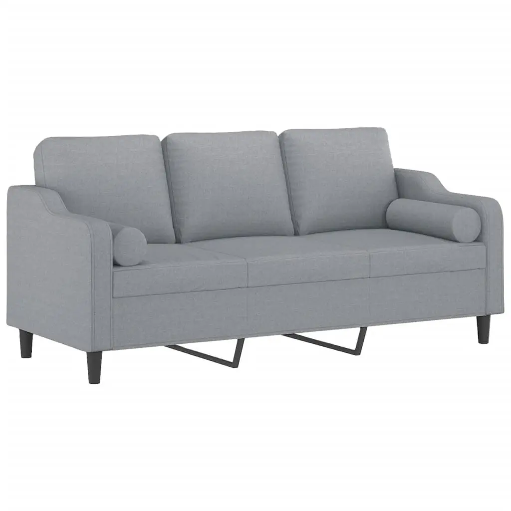 Light Grey 3-Seater Sofa with Pillows