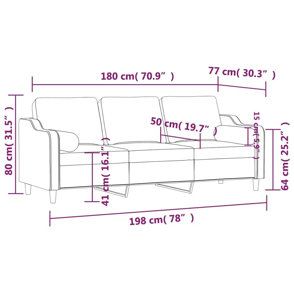Light Grey 3-Seater Sofa with Pillows