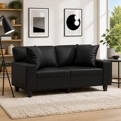 2-Seater Sofa Dimensions: 120cm, Black Faux Leather