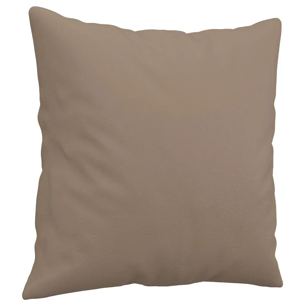 2-Seater Sofa Brown Faux Leather Modern Design Lounge Couch with Throw Pillows
