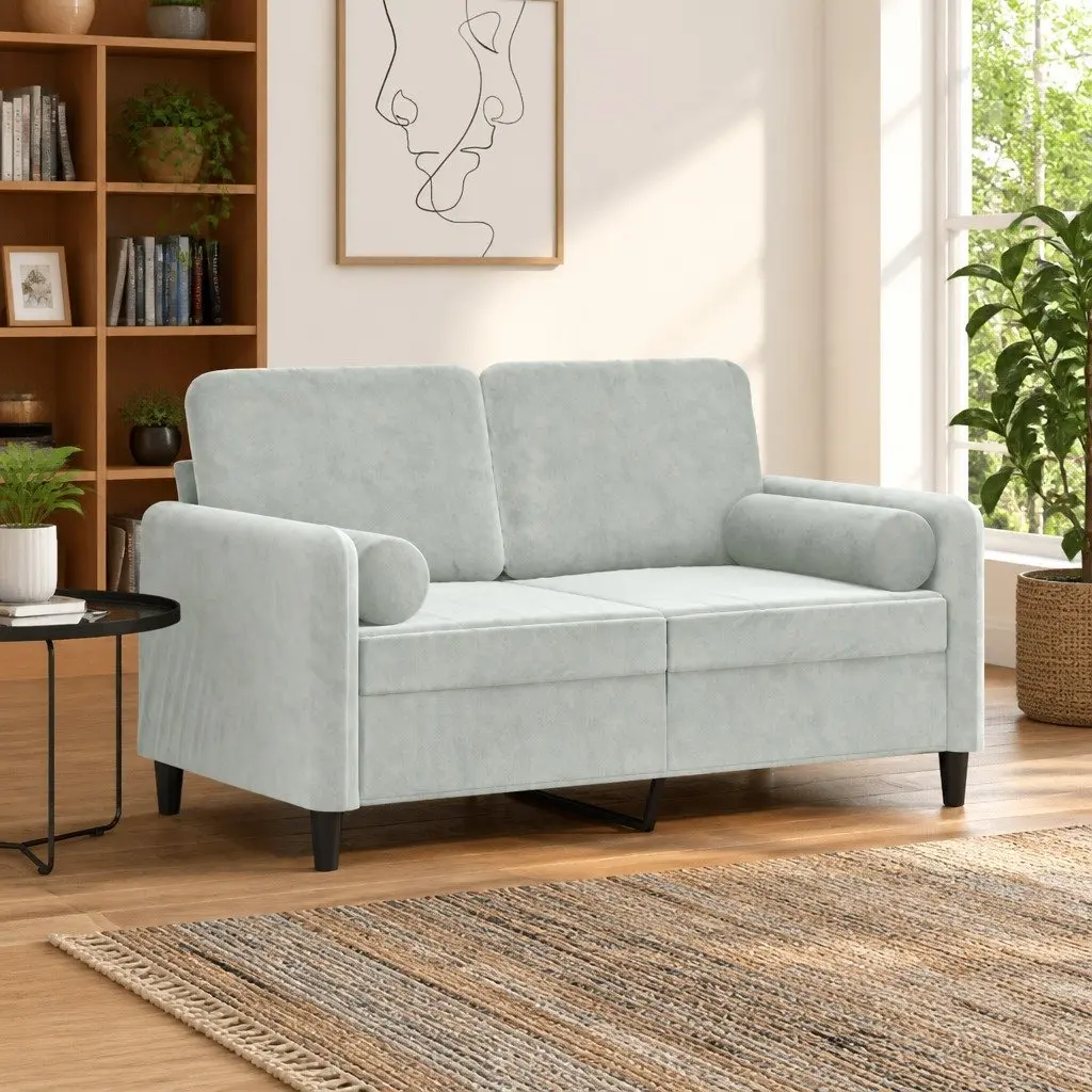 2-Seater Sofa Living Room Grey Velvet