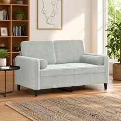 2-Seater Grey Velvet Sofa - Specs and Features