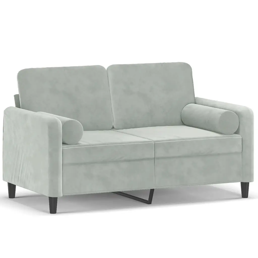 2-Seater Sofa Living Room Grey Velvet