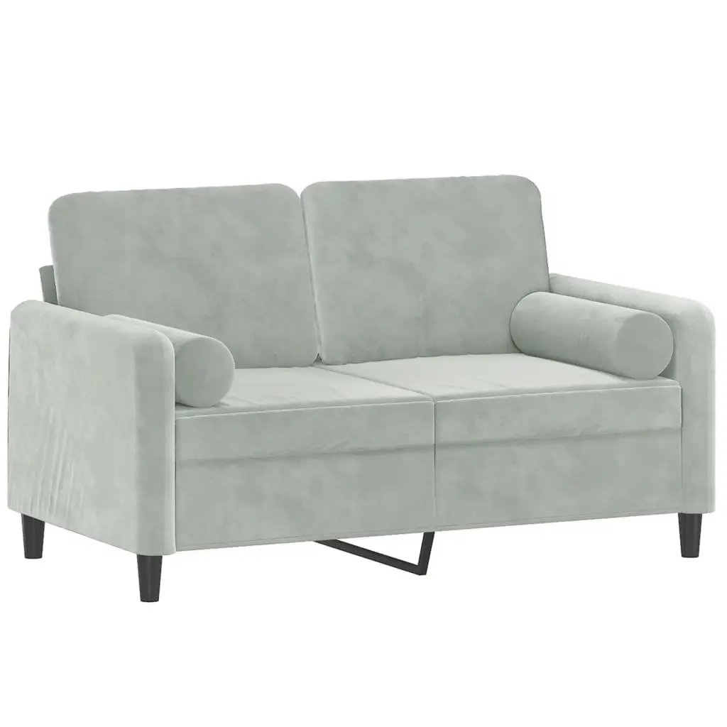 2-Seater Sofa Living Room Grey Velvet
