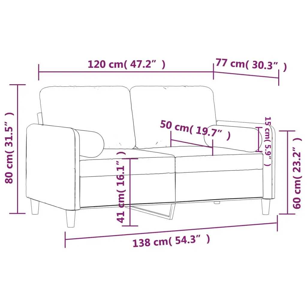 2-Seater Sofa Living Room Grey Velvet