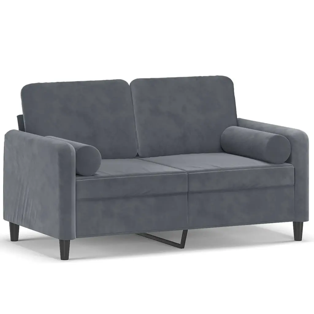 2-Seater Sofa Grey Velvet Living Room 120 cm
