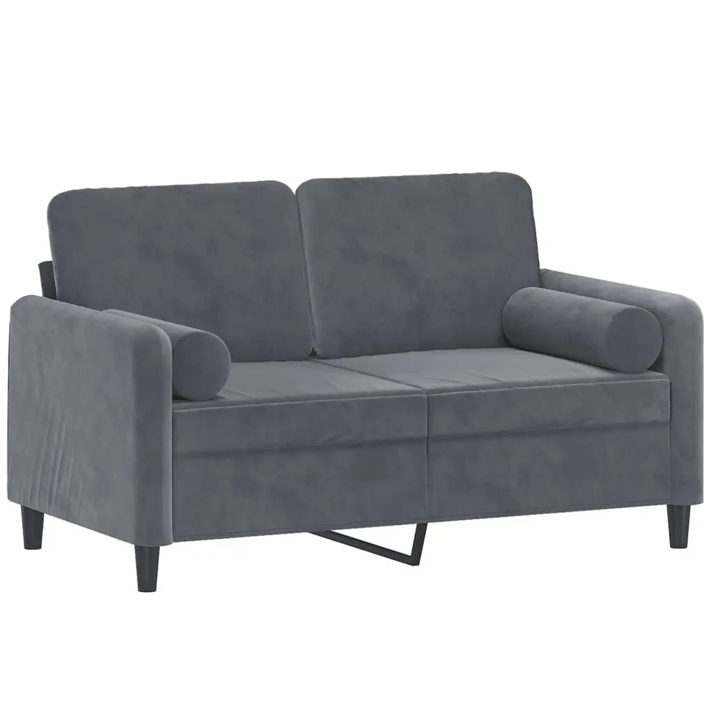 2-Seater Sofa Grey Velvet Living Room 120 cm