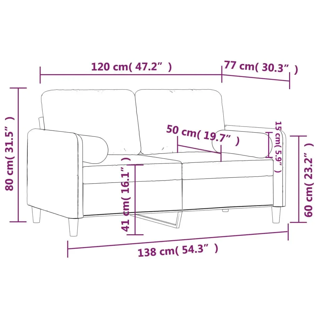 2-Seater Sofa Grey Velvet Living Room 120 cm