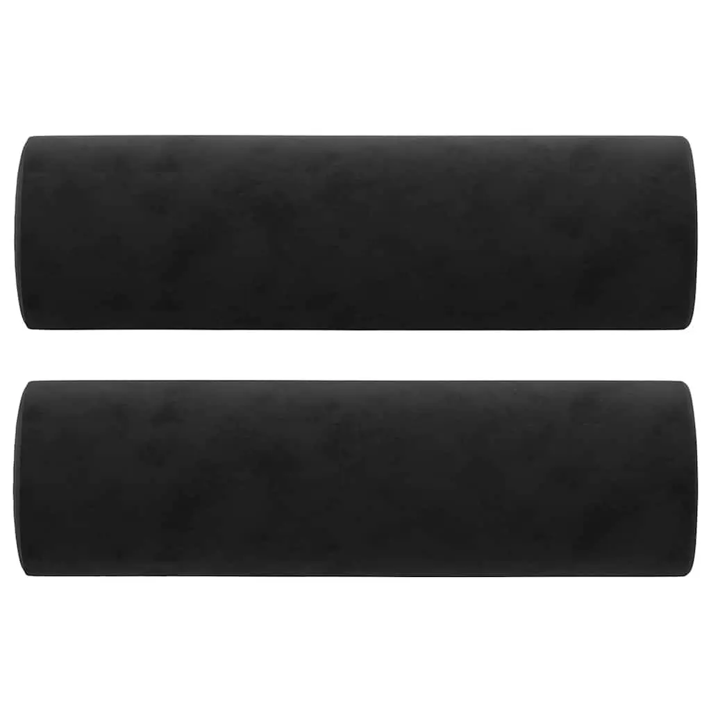 2-Seater Sofa Black 120cm with Throw Pillows