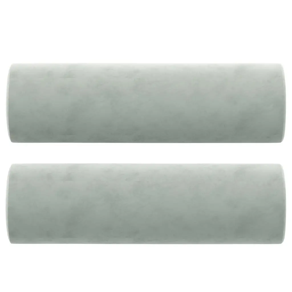 Velvet 3-Seater Sofa for Lounge 180cm in Grey with Throw Pillows