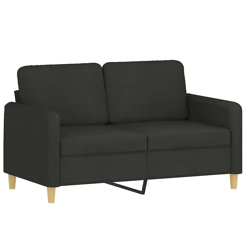 2-Seater Sofa Modern Design Fabric Lounge with Throw Pillows Black 120cm