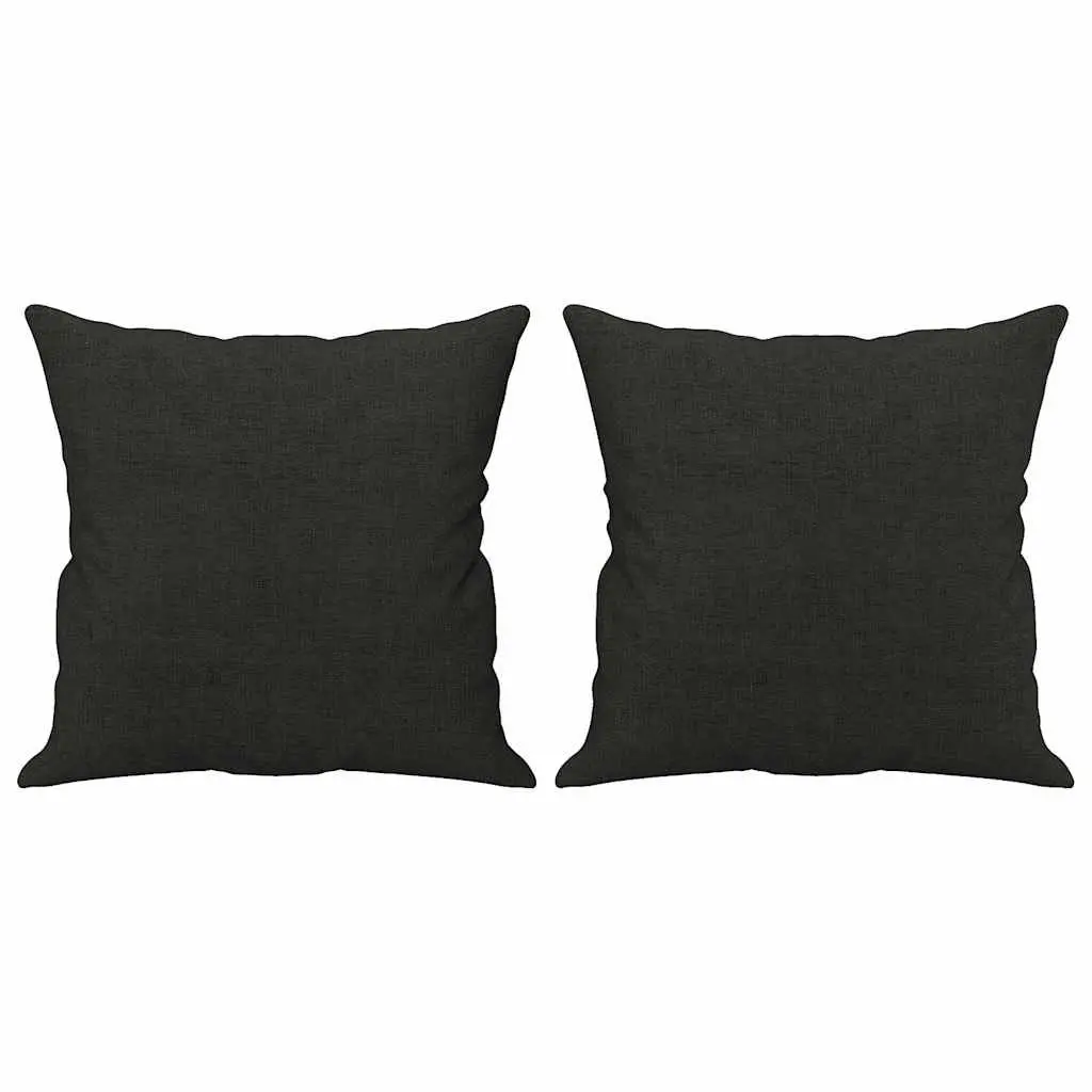 Lounge Couch Black Fabric 2-Seater 140cm with Padded Seating and Throw Pillows