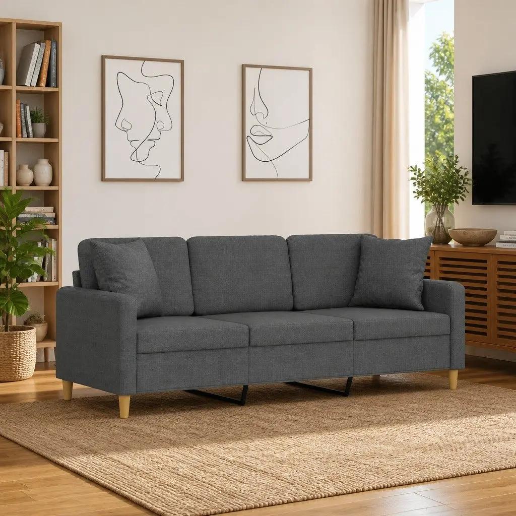 3-Seater Sofa Dark Grey, 180cm