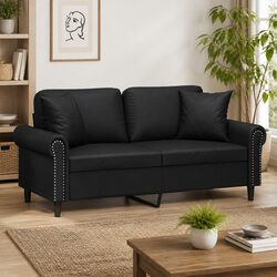 Specifications of 140cm Black Faux Leather 2-Seater Sofa