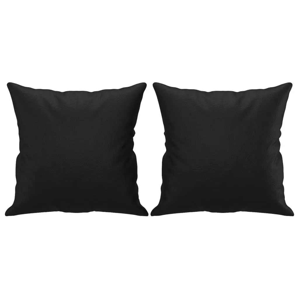 Faux Leather 2-Seater Sofa for Lounge Black 140cm with Throw Pillows