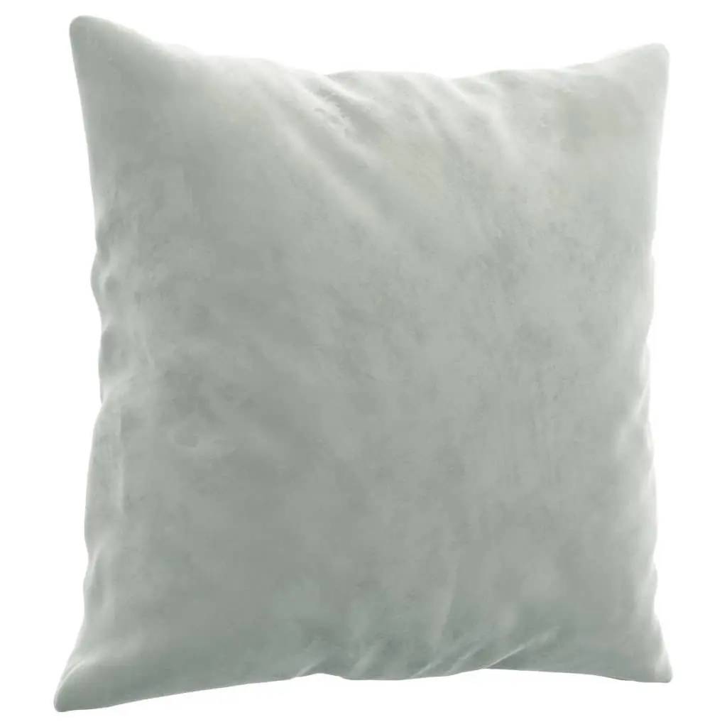 2-Seater Grey Velvet Sofa with Pillows