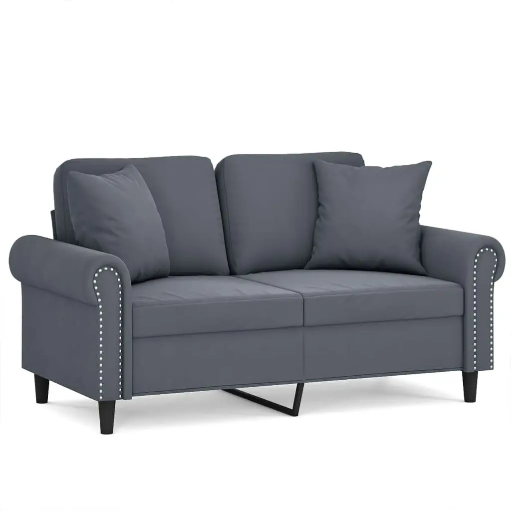 Grey Velvet 2-Seater Sofa, 120cm