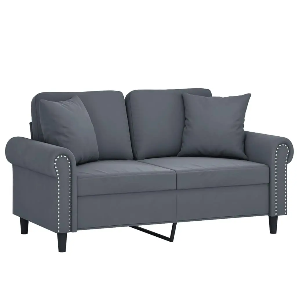 Grey Velvet 2-Seater Sofa, 120cm