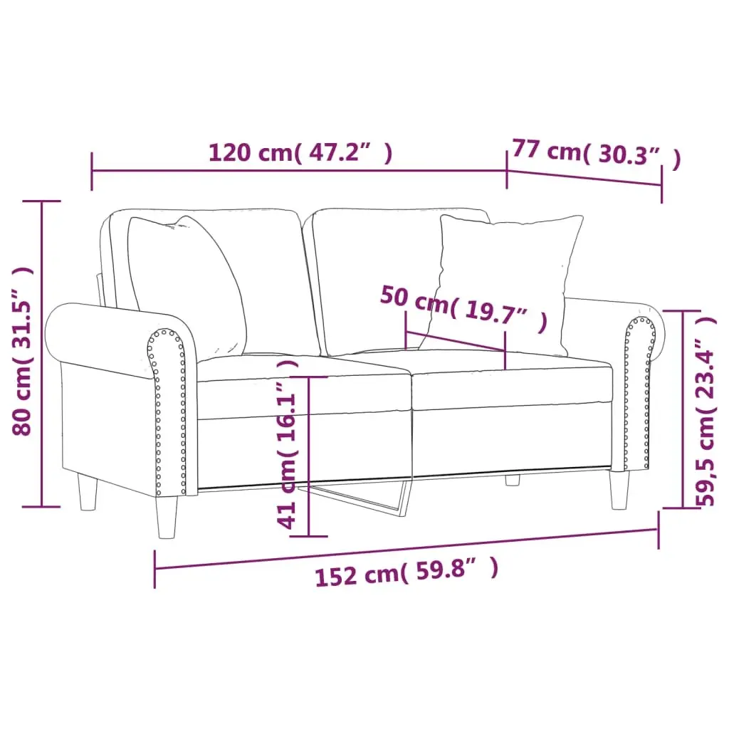 Grey Velvet 2-Seater Sofa, 120cm