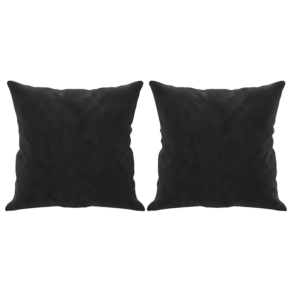 2-Seater Sofa for Living Room Black Velvet 120cm Modern Couch with Throw Pillows