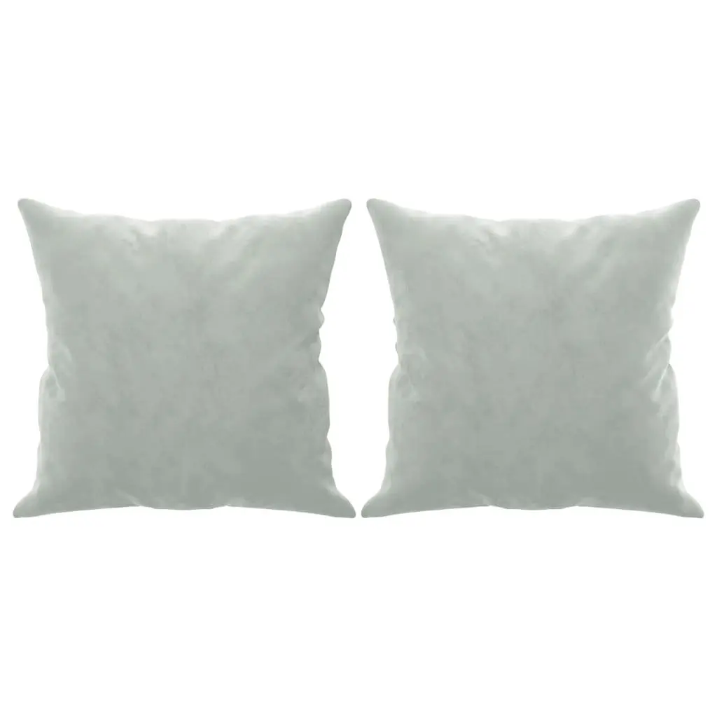 2-Seater Sofa Grey Velvet Modern Living Room Furniture with Throw Pillows 140cm